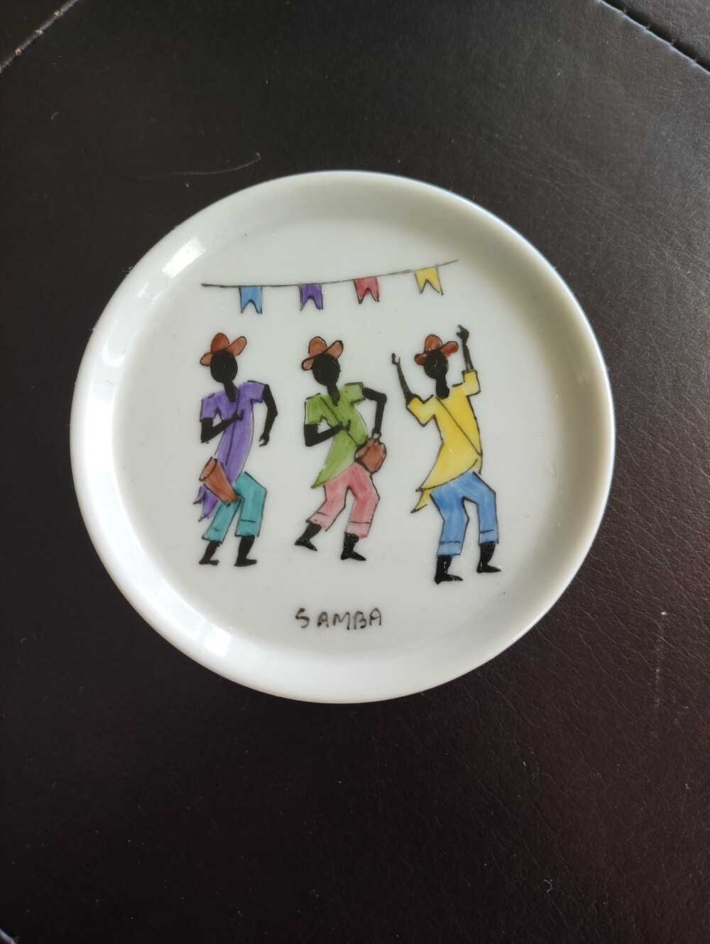 Vintage 1989 Izabel Christina Hand-Painted Samba Dancers Ceramic Coaster - Rio